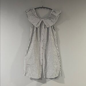 Potter's Pot Gray and White Striped Midi Dress